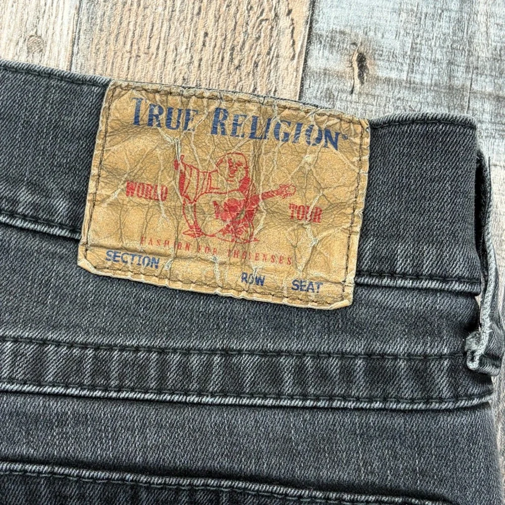 True Religion Ricky Jeans Mens 36 Faded Black Relaxed Straight Flap Pocket Y2K